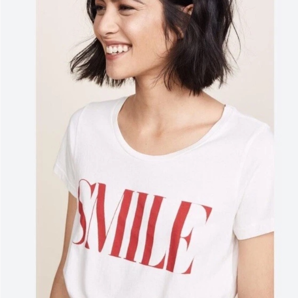 Anthropologie White Tee with Red Graphic